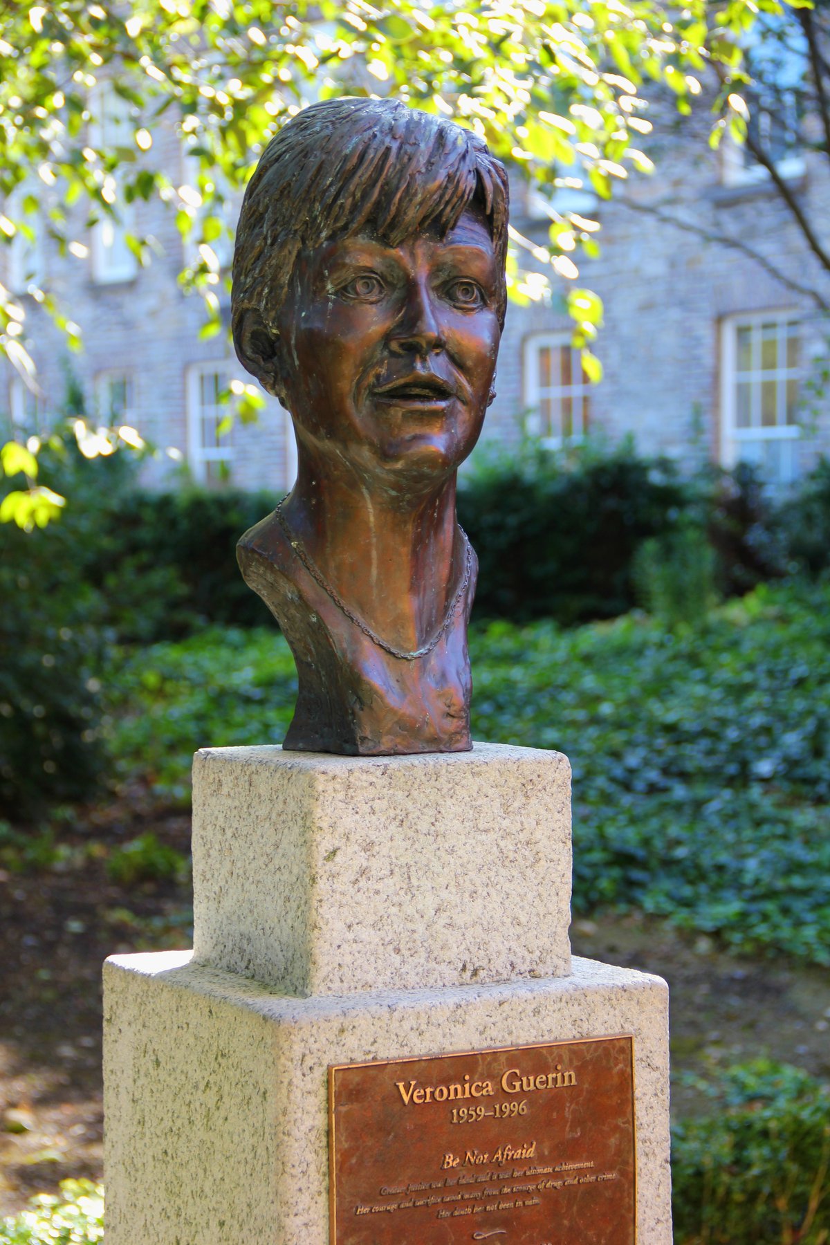 Veronica Guerin Memorial sculpture in the Dubhlinn Gardens Dublin Ireland