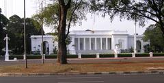 Front view of Istana Merdeka presidential palace in Jakarta