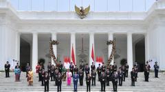 Group photo of the Onward Indonesian Cabinet after inauguration at Merdeka Palace on October 23, 2019