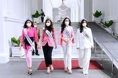President Joko Widodo meets Puteri Indonesia 2022 winners and Miss Universe 2021 at Merdeka Palace Jakarta May 2022