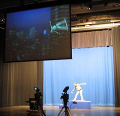 Demonstration of blue screen technology at the Special Effects show in the Museum of Science Boston