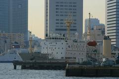 Training ship of Tokyo University of Marine Science and Technology at sea