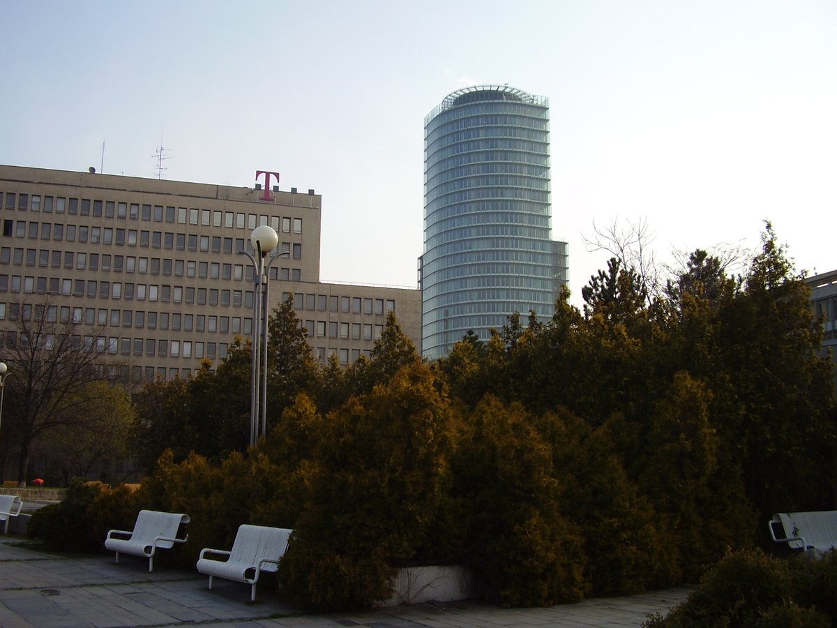 Panoramic view of Bratislava city centre with historical buildings and the Danube river