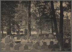 Historic King's Chapel Burying Ground with tombstones on Tremont Street in Boston
