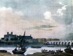 View of Westminster Hall and Westminster Bridge in London