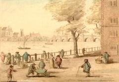 Bishops Walk Lambeth London drawing circa 1800