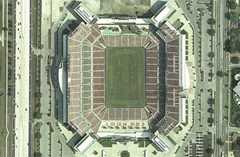 Satellite view of Raymond James Stadium with surrounding area