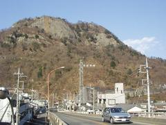 Scenic view of Mount Iwadono in Otsuki, Yamanashi Prefecture, Japan, with lush greenery and a clear sky
