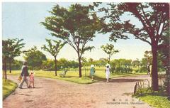 Historic photograph of Hongkou Park in Shanghai during the International Settlement era