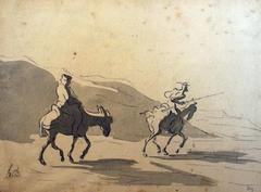 Honoré Daumier lithograph of Don Quixote and Sancho Panza