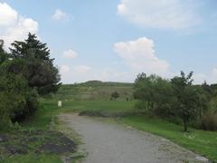 Path and stairs leading up the main pyramid of Cuicuilco in Mexico City
