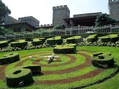 Floral clock at Gardaland with vibrant colorful flowers