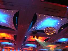 Interior view of the Crown Palladium Ballroom with elegant chandeliers and spacious seating