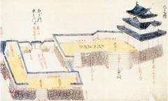 Historical map of Amagasaki Castle with detailed illustrations