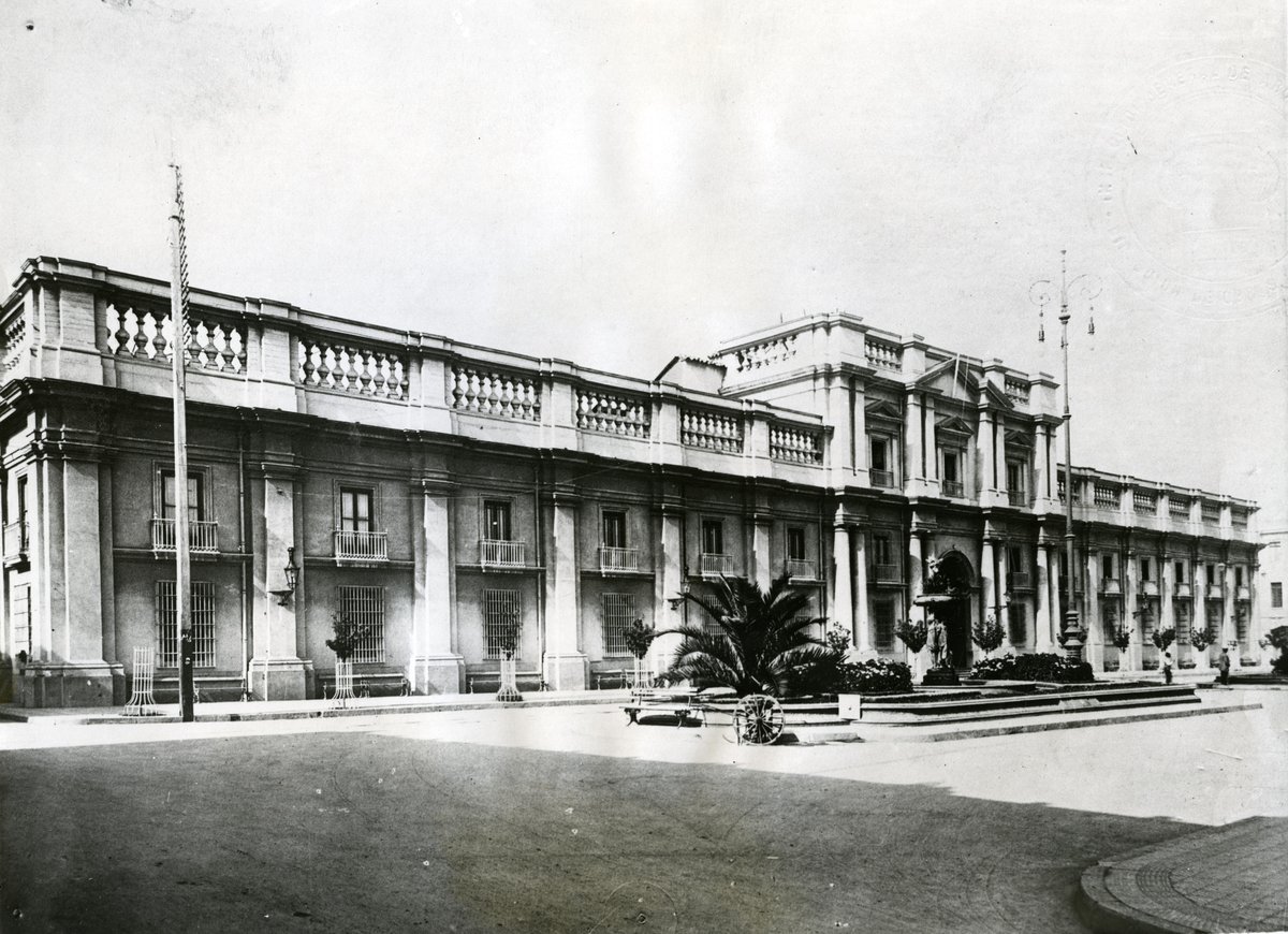 Government Palace in Santiago, Chile with city buildings