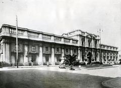 Government Palace in Santiago, Chile with city buildings
