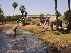 La Brea Tar Pits with mammoth statues