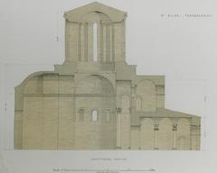 Longitudinal section architectural drawing of St Elias Church in Thessalonica from 1864