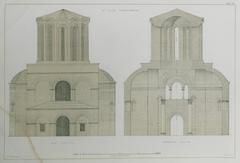 West elevation and transverse section of St. Elias Thessalonica Byzantine architecture