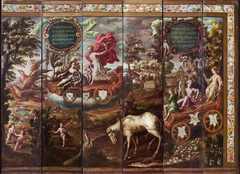 Biombo Los Cuatro Elementos painted by novohispano painter Juan Correa
