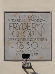 Commemorative plaque of Fryderyk Chopin's last residence in Warsaw on the facade of Czapski Palace