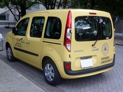 Rear view of the second generation Renault Kangoo II ZEN used as a business car at Kansai University