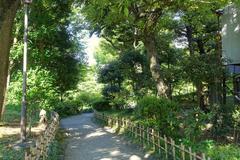 Old Yasuda Garden serene pond with traditional Japanese garden in Sumida Tokyo