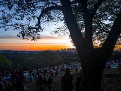 Sunset at Praça Pôr do Sol Square in Pinheiros, São Paulo with people