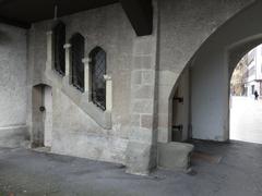 Stone staircase at Château de Bellegarde in Thonon-les-Bains