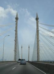 Jambatan Pulau Pinang bridge connecting Malay mainland to Penang over the sea