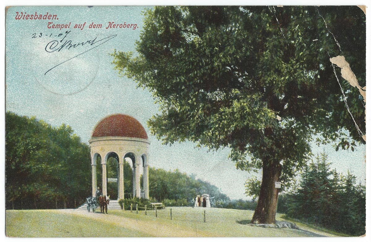 Early 20th century postcard view of Wiesbaden with Neroberg Temple