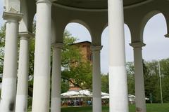 Monopteros and tower of the former hotel at Neroberg in Wiesbaden Germany