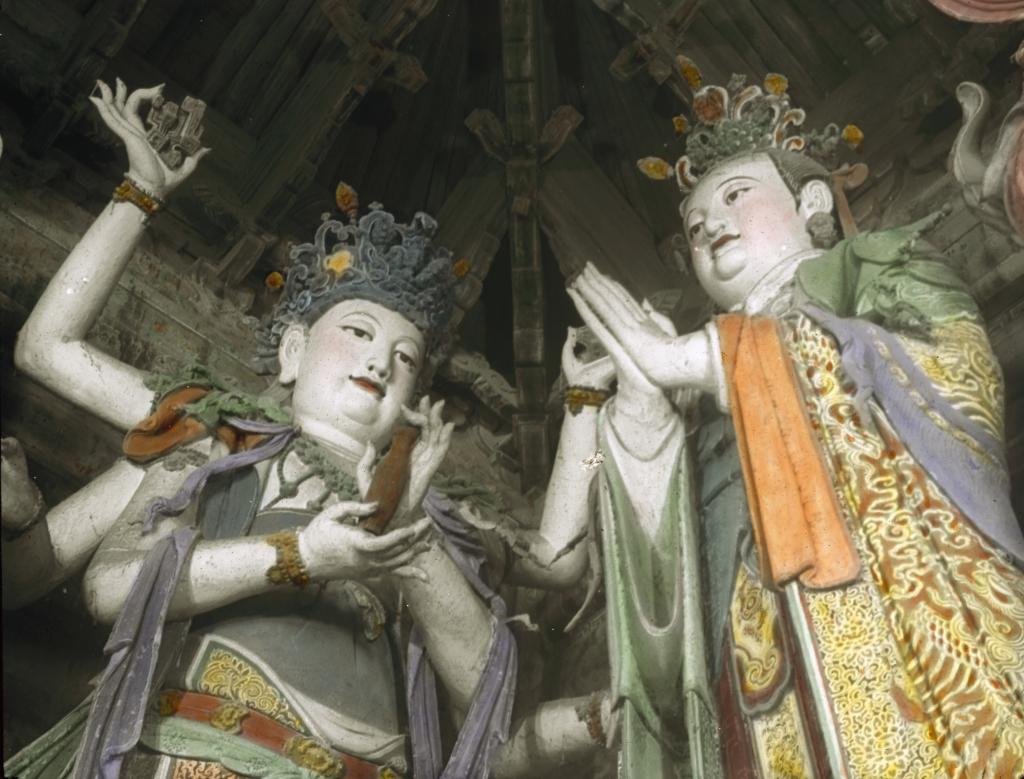 Hand painted clay sculptures from the Ming dynasty displayed at Dahui Si Temple of the Great Wisdom