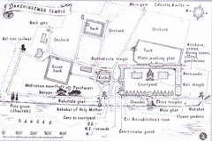 Old map of Dakshineswar Kali Temple in West Bengal before 1890