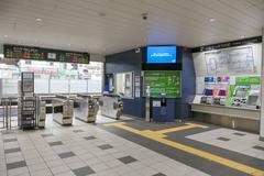 South exit ticket gate and ticket vending machines at JR West Shin-Hakushima Station