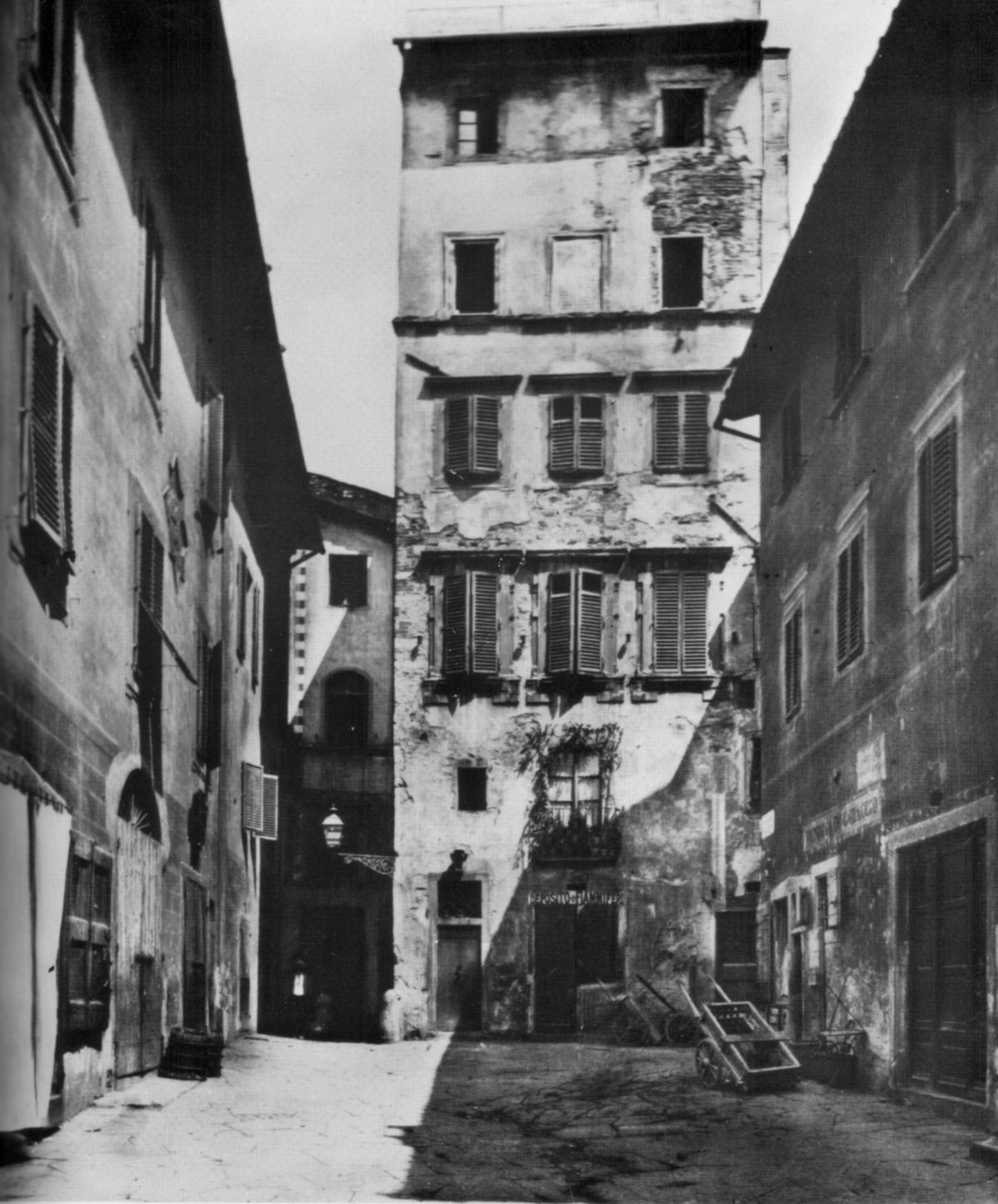 Monte di Pietà dei Pilli in Florence before 1880 historical building black and white