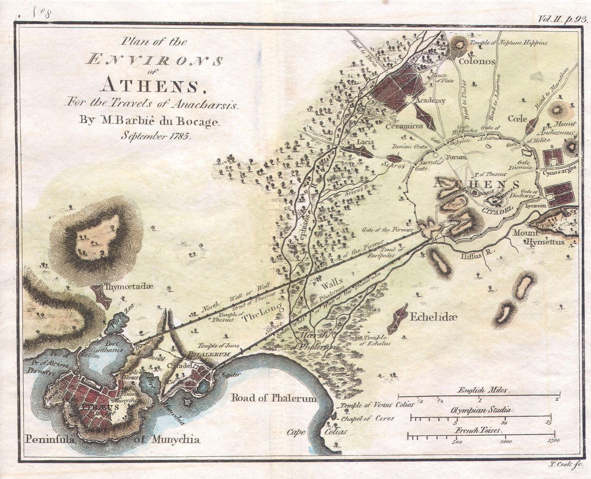 Historic city map of ancient Athens by M. Barbie de Bocage 1784