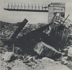 Gateway of the ruins of Pawiak prison in Warsaw after being blown up in August 1944