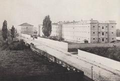 Historic Pawiak Prison in Warsaw, Poland, as it appeared in 1864
