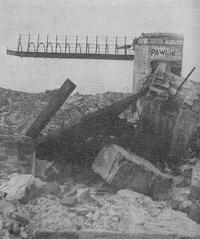 Ruins of the main gate to the male ward of Pawiak prison in Warsaw on Dzielna street