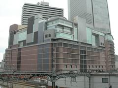 Umeda Hankyu Building in Kita-ku Osaka at dusk showing modern architecture and glass facade