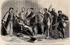 Midnight scene depicting the outrage at the British Embassy in Japan, inside Mr Alcock's room during 1861