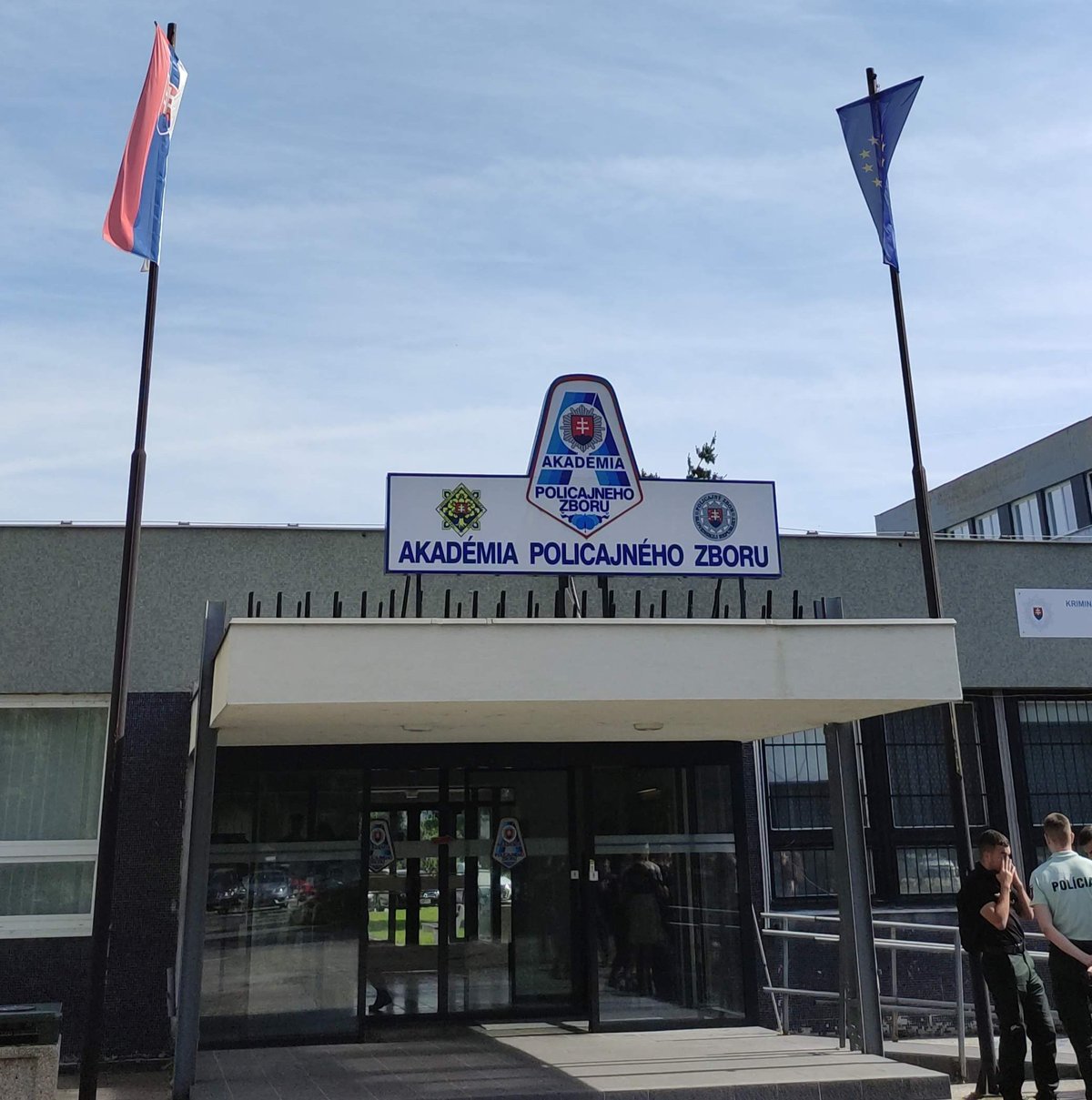Facade of Akadémia Policajného Zboru V Bratislave police academy building in Bratislava, Slovakia