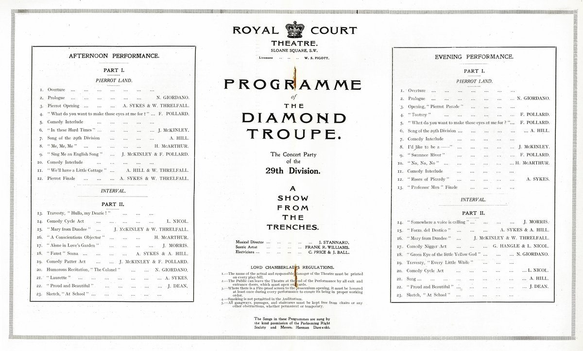 Programme cover of 'A Show from the Trenches' by the Diamond Troupe, 29th Division, Royal Court Theatre London 1918
