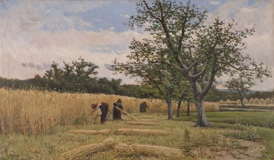 Traditional farming scene painting at Museu d'Art de Girona