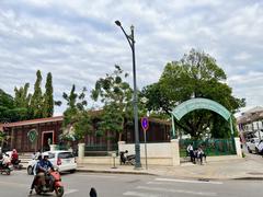 Angkor Hospital for Children exterior view with main entrance and surrounding greenery