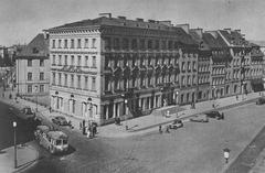 Historic Roesler and Hurtig tenement building in Warsaw in the early 1950s