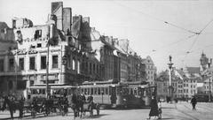 Historical street view of Krakowskie Przedmieście near Miodowa Street in Warsaw 1940