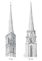 Tower and spire of Breslau and St. Elizabeth at Marburg Gothic architecture illustration
