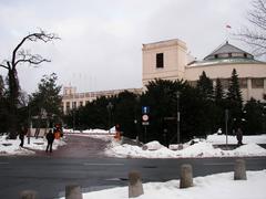Sejm RP building viewed from Matejki Street in Warsaw, Poland